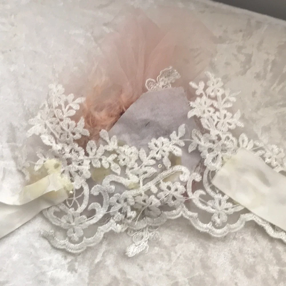 NWOT Elegant Crystal/ lace/sequence/pearl Headband w/ satin like sash